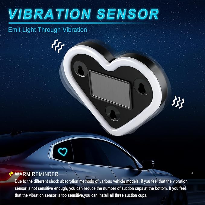 iFunyLED Heart-Shaped Solar Powered Car LED Interior Ambient Light, Wireless Lamp with 5 Lighting Modes, Dual Charging & Dual Sensor Design, Cute Car Accessories Gift for Women, Pack of 1 (Ice Blue) - Image 6