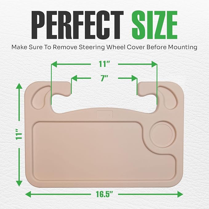 lebogner Steering Wheel Tray, Car Food Trays for Eating, Laptop, Tablet, iPad Or Notebook, Hook On Auto Steering Wheel (Steering Wheel Tray, Beige) - Image 7