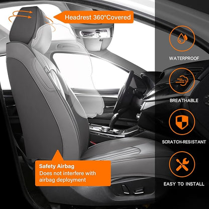 MINGBRON Car Seat Covers Full Set, 5 Seats Comfortable Faux Leather Seat Covers for Cars, Waterproof Automotive Seat Covers, Luxury Universal Fit Seat Covers for SUV, Sedans, Pick-up Trucks (Gray) - Image 7