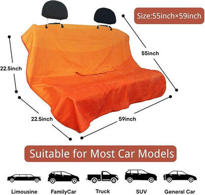 Waterproof Back Seat Cover for Dogs and Kids, Car Seat Protector Under Baby Car Seat, Child and Dog Car Seat Cover Blanket for Rear Bench(Orange, Rear Bench Seat Towel) - Image 4