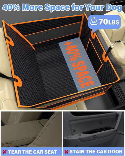 Instraella Dog Car Seat for Large Dogs, Hard Bottom Half Back Seat Extender | For Medium & Large Dogs, Fits Cars, SUVs & Trucks, Waterproof & Non-Slip with Mesh Windows, Leash Slot & Room for a Passenger - Image 5