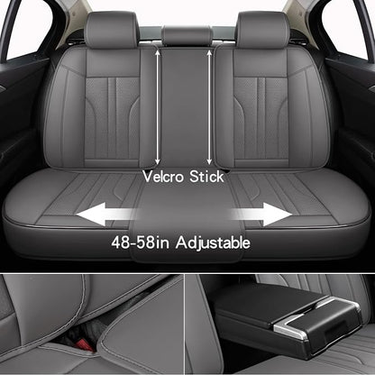 MINGBRON Car Seat Covers Full Set, 5 Seats Comfortable Faux Leather Seat Covers for Cars, Waterproof Automotive Seat Covers, Luxury Universal Fit Seat Covers for SUV, Sedans, Pick-up Trucks (Gray) - Image 4