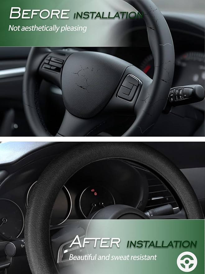 LRITER Car Steering Wheel Cover, Non-Slip Silicone Material, Black2PCS | Multiple Color Choices, Universal Auto Parts Steering Wheel Cover, Suitable for Most Cars - Image 4