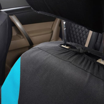 Flying Banner Car Seat Covers Front Seats and Rear Bench Mesh Fabric Rear Bench Split Polyester Cover Easy Installation SUV CAR Woman Lady Femal (Full Set, Black Mint Blue)… - Image 8