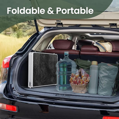 Titanker Folding Camping Table 3ft, Large Camp Table Portable with Extra Side Racks & Storage Net, Folding Picnic Table, Outdoor Patio Table, RV/Car Camping Essentials, Aluminum, Silver - Image 9