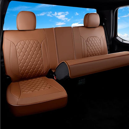Huidasource Fit for Brown Chevy Silverado/GMC Sierra Rear Seat Covers, Thickened Split Nappa Leather Truck Back Seat Cover 2007-2013&2019-2026 1500, 2020-2026 2500HD 3500HD Crew Cab WT LS LT - Image 6