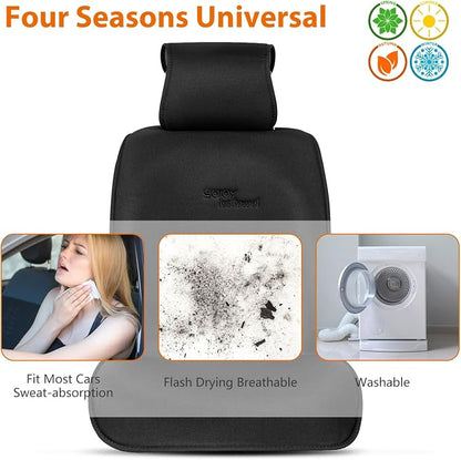 IsoTowel Car Seat Cover for Front Seat,Microfiber Breathable Cloth Seat Protector,with Quick-Dry Non-Slip Back for All Workouts,All-Weather (Carbon Black, 1 Pcs) - Image 5