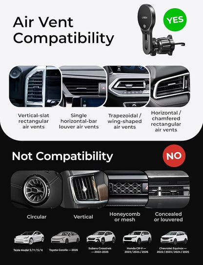 LISEN for Qi2.2 25W MagSafe Car Mount Charger,Car Vent Magnetic Car Charger | Stable & Fast Charging iPhone Car Mount,Qi2.2 Certified 25W Magsafe Car Mount, Car Vent Mount For iPhone 17 16 15 14 13 12 - Image 8