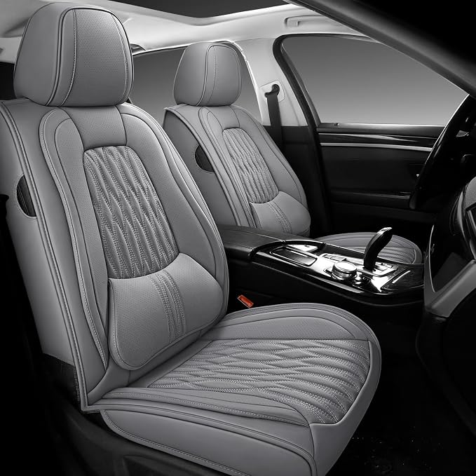 WELLDO Car Seat Covers, 5 Seats, Gray, w02 | Waterproof, Scratch-Resistant, Breathable & Easy to Clean, Universal Fit for SUV Sedan Truck, Full Set - Image 2
