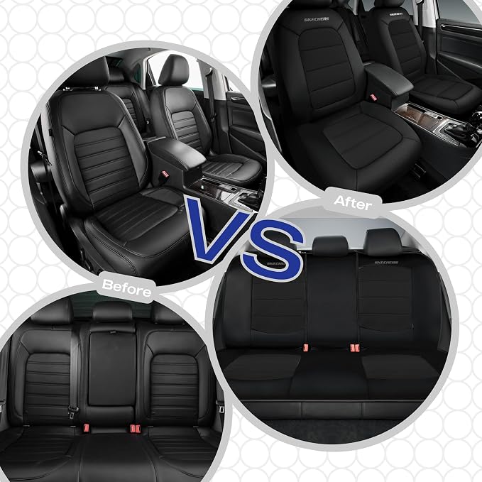 Skechers Memory Foam Seat Covers,Thick Cool Touch Fabric Car Seat Covers,Seat Cover Full Set Airbag Compatible,Automotive Comfort Protection for Most Cars,Vans,Trucks,SUV,Black - Image 7