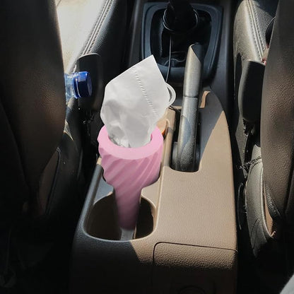 Car Cup Holder Tissue with 3 Pack Facial Tissues, Car Tissues Cylinder, Refillable Round Travel Tissue Tube for Vehicle, Office, Home Use (Pink) - Image 4