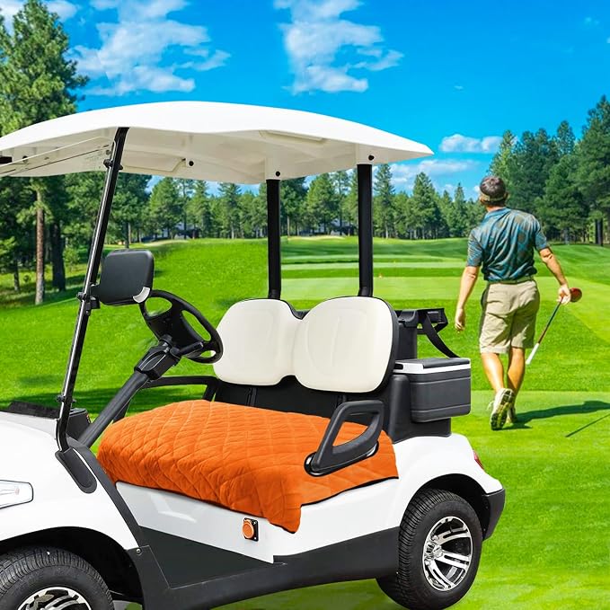 YOKYHOM Golf Cart Seat Covers, Thickened Short Plush Seat Towel Blanket with Non-Slip Backing, Soft & Heavy Duty, Fits Most 2 & 4 Passenger EZGO Yamaha Club Car, 51"x30.5", Orange - Image 6