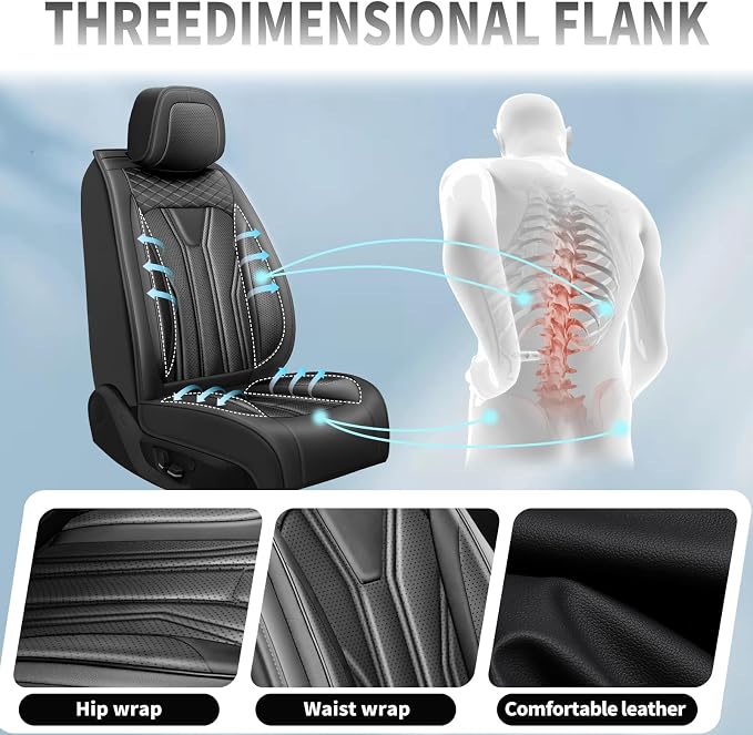 Fit Versa Car Seat Covers Premium Leather for Nissan Versa 2009-2025 2026. Waterproof， Breathable, Scratch-Resistant & All-Weather Seat Cushion Protector（2 Front Seats,All Black - Image 7