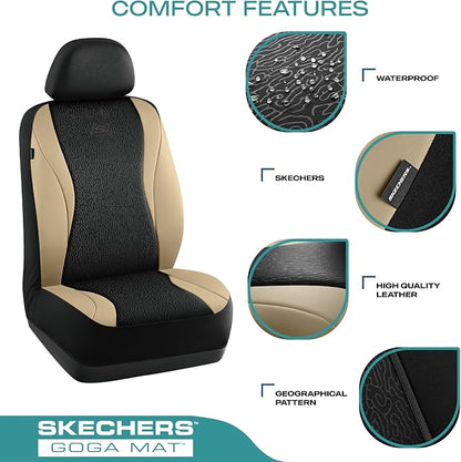 Skechers Car Seat Covers,Leather Seat Covers with GOGA Mat Technology,Waterproof Car Seat Covers Full Sets,Airbag Compatible,Comfort Universal Fit for Most Cars,Vans,Trucks,SUVs,Beige - Image 4