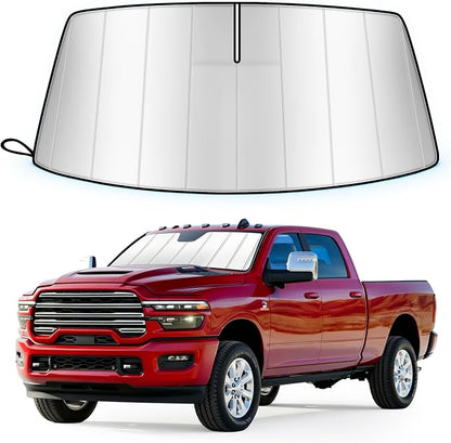 Windshield Sun Shade for Dodge Ram 2500/3500 2019-2026 Foldable | Custom Fit, Accordion Folding Design, Car Front Window Sunshade, Sunshield Sun Visor Protector, Blocks UV, Car Accessories by Unknown
