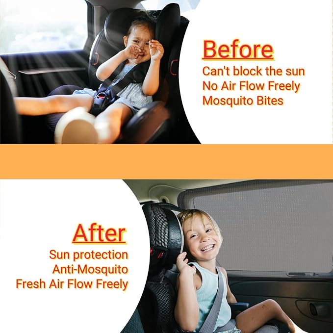 2Pack Large Size Super Elastic 42" to 53" Car Window Shades for SUV, Pickup | Elastic UV Protection Breathable Mesh Covers for SUV, Pickup, Minivan, Side Window Screen for Car Camping Overnight Sleeping - Image 6