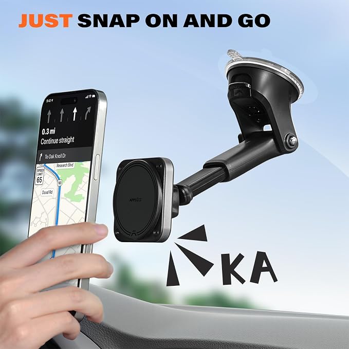 APPS2Car Magnetic Car Mount for MagSafe, Dashboard and Windshield Holder | With Telescopic Arm, Magnetic Phone Holder for Your Car, Designed for iPhone MagSafe Case - Image 8