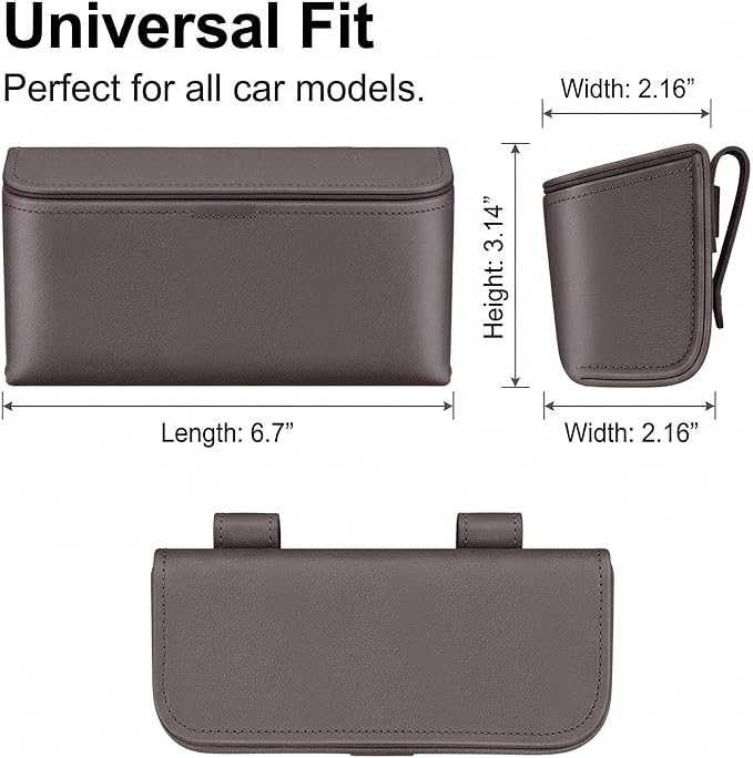 Magnetic Sunglasses Holder for Car Visor, PU Leather Clip, Brown | Soft Inner Lining, One-Handed Access, Holds Eyeglasses, Parking Tickets and Receipts, For Cars, SUVs and Trucks, 1 Pack - Image 7