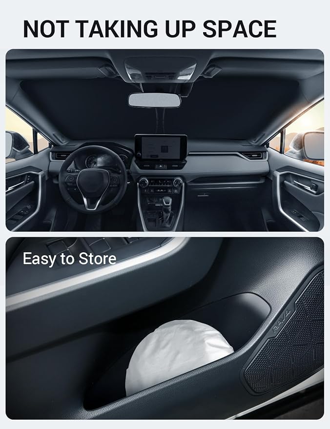 Proadsy Custom Fit Car Windshield Sun Shade for 2024-2026 Kia EV9 GT Line | 240T Heat Shield, Drops Temp 54°F, Blocks 99% UV, Prevents Dashboard Cracking, Summer Parking & Beach Trips, Easy Twist-Fold - Image 9