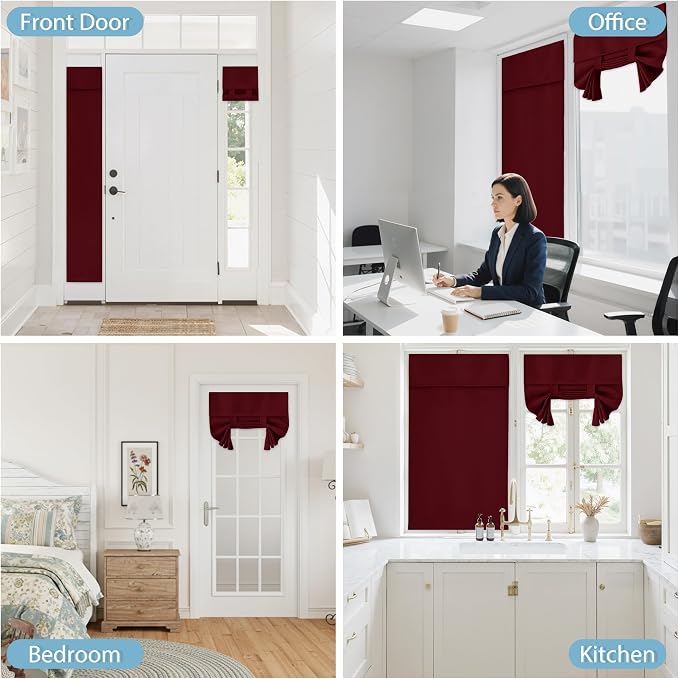 RYB HOME Kitchen Window Curtains Stick on Small Curtains for Back Door | Blackout Door Window Curtains,Classroom French Door Front Door Bathroom Garage, Mini Blinds no Drill, W26 x L40, 1 Panel - Image 9