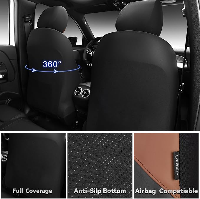 CAR PASS Memory Foam Leather Front Seat Covers, Waterproof Nappa Leather Seat Covers Front Seats Universal Fit for Cars,SUV,Truck Seat Covers Thick 3D Foam Comfortable, Airbag Compatible Black Brown - Image 6