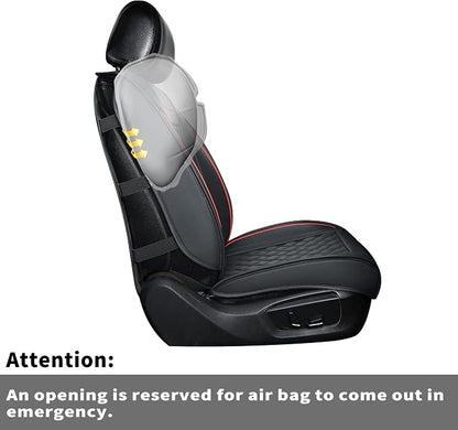 Car Seat Covers Full Set,Universal Fit for Most Cars,SUV,Sedans and Pick-up Trucks,Automotive Vehicle Faux Leather Cushion Covers for 5 Passenger Cars(Full Set,Black/Red) - Image 7