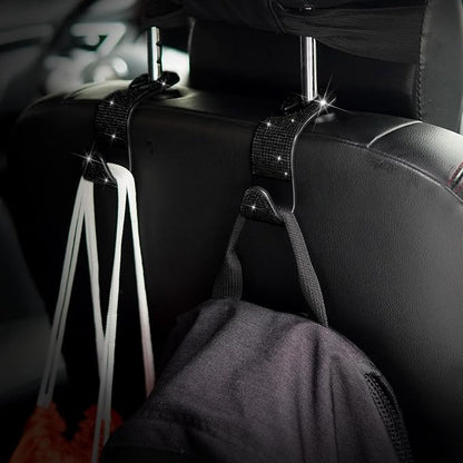 Generic Car Purse Hook Bling Car Headrest Hook for Women Girls, 4 Packs Auto Back Seat Hangers Rear Headrest Hook for Purse, Bag, Handbag, Grocery (Black) - Image 4