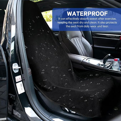 Waterproof Car Towel Seat Cover, Sweating Non Slip Car Seat Cover Protector for Gym Workout, Running, Swimming, Beach and Hiking, Machine Washable, Universal Fit for Front Seats (Black) - Image 5