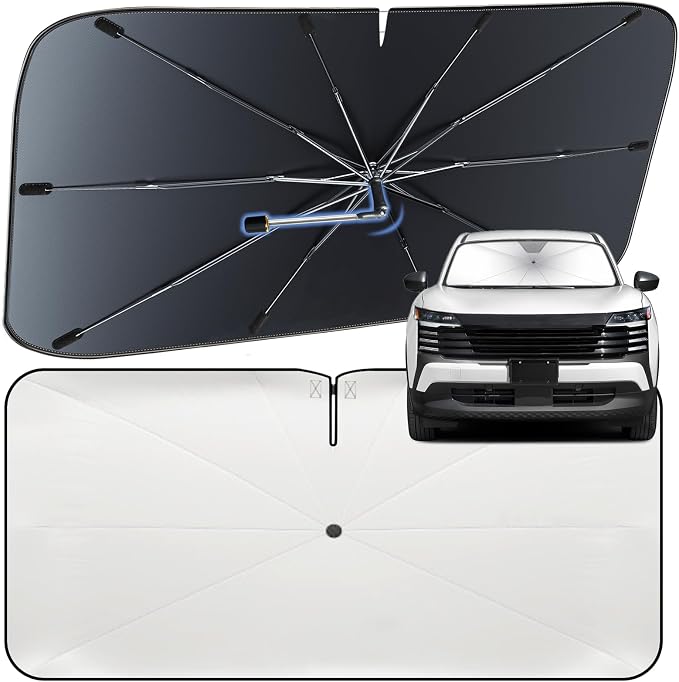 Windshield Sun Shade Umbrella for Nissan Kicks 2018-2026 Front Window | Heat-Reflective Window Shade, Umbrella Sunshade Cover Blocks Heat, Protects Interior, Vehicle-Specific Precision Fit by Fshaanys