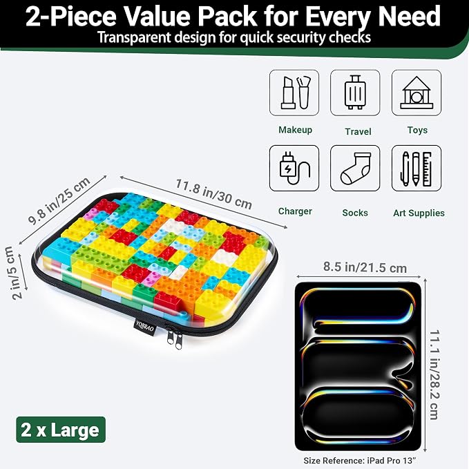 YQBRAO Clear Hard Shell Storage Organizer Set, 2-Pack, Black | Two large rigid PET organizers for electronics, travel, office and everyday organization - Image 5