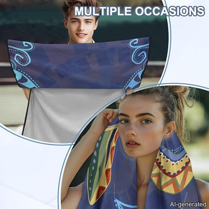 Sea Turtle Print Towel Car Seat Covers for Men Ethnic Style Print Towel Automotive Seat Covers Quick-Dry Sweat Towels with Storage Bag, 60 x 33 Inch - Image 5