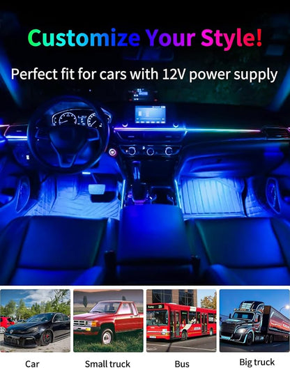 Interior Car Strip Lights Acrylic Car Decorative Lights with APP Control Multicolor Internal Lighting Kit Music&DIY Function Ambient Fiber Optic Strip LEDs Valentine’s Day's for Truck - Image 5