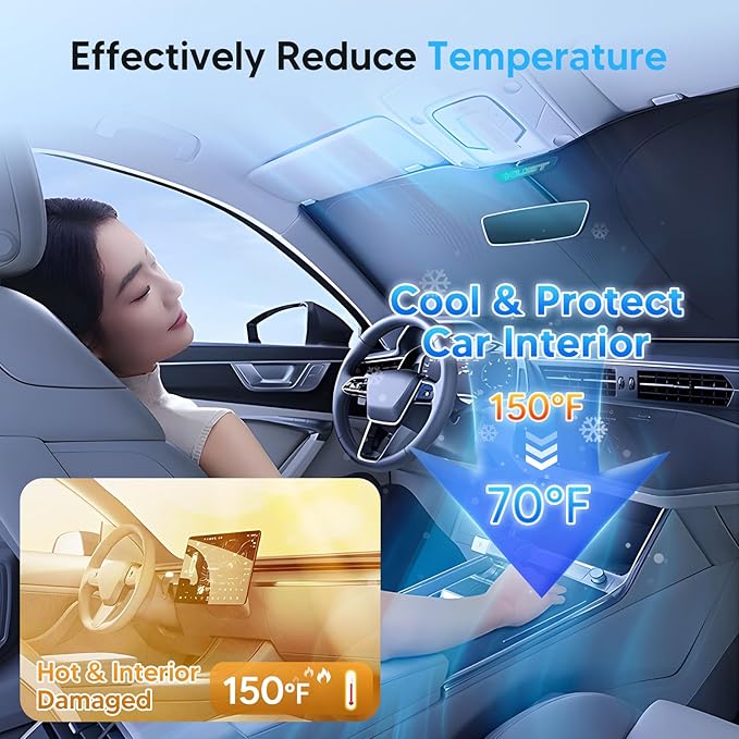 KUST Windshield Sun Shade for Jeep Compass 2007-2017 Window Accessories Shade Sun Visor Foldable Block UV Rays Keep Car Cooler - Image 3