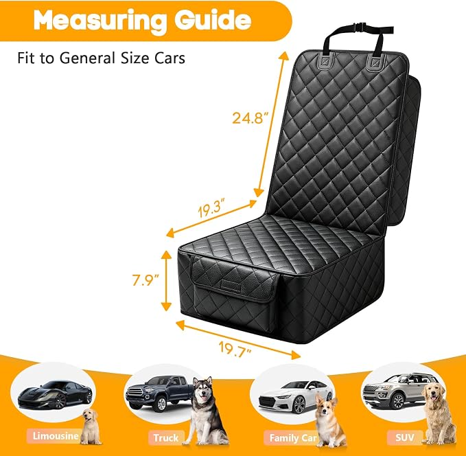 Front Seat Car Cover 2 Pack, PU Leather Dog Car Seat Cover | with Side Flaps, Nonslip Scratchproof Waterproof Captain Chair Seat Cover Fits for Cars, Trucks, SUVs, Jeep - Image 4