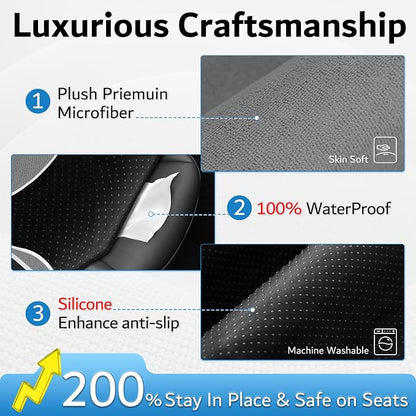 Premium Microfiber Towel Tesla Model Y Juniper/3 Seat Cover, Waterproof | Sweatproof | Machine Washable | Non-Slip, Seat Protector for Tesla Model 3/Y 2016-2026 Interior Accessories - (1Pack, Gray) - Image 4