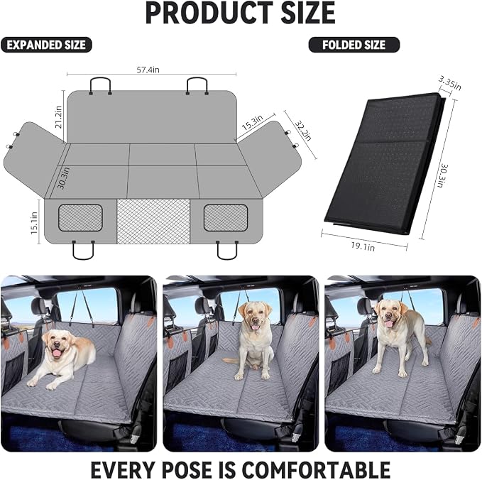 Hard Bottom Dog Car Seat Cover for Full-Size Trucks,Back Seat Extender | Strong Support,More Rest Space,Waterproof, Scratch Resistant,Car Seat Protector,Dog Hammock for Full-Size Truck - Image 6