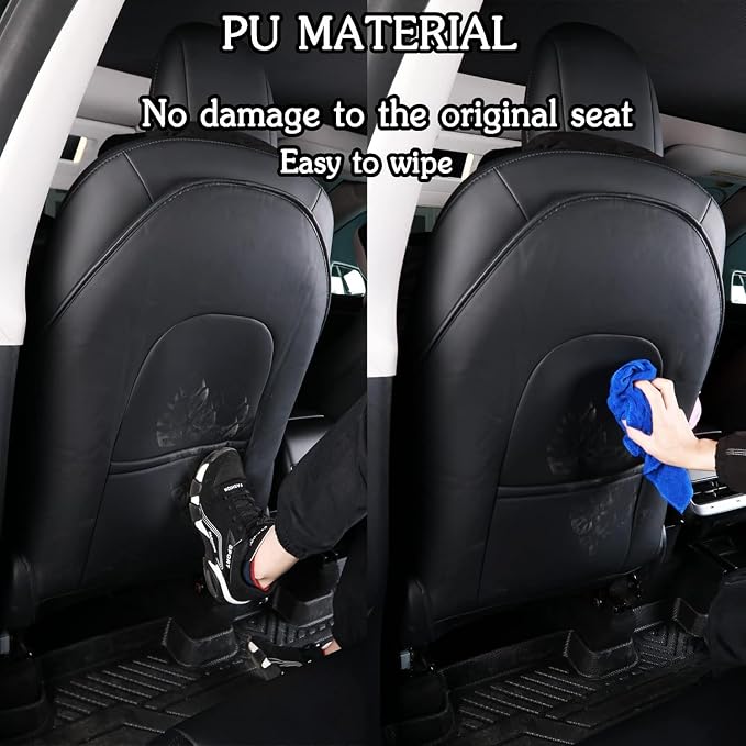 for Tesla Model Y 3 S X (Juniper & Highland Included) Seat Back Kick Protectors for Kids Kick Mats Leather Back Seat Cover Protect from Mud, Stains, Scratches, Set of 2 for Tesla Accessories - Image 5