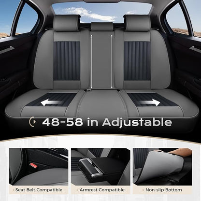 Coverado Car Seat Covers Full Set, Seat Covers for Cars, Car Seat Cover, Car Seat Protector, Leather Car Seat Cushion, Waterproof Car Seat Covers Front Seats and Back Fit for Most Cars(Gray&Black) - Image 6