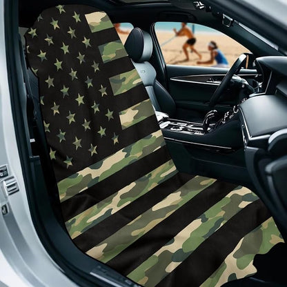 Camouflage Flag Car Towel Seat Cover 1 Piece Breathable Front Seat Towel Cover Comfortable Soft Cars Interior Accessories Universal Fit for Car SUV Van - Image 2