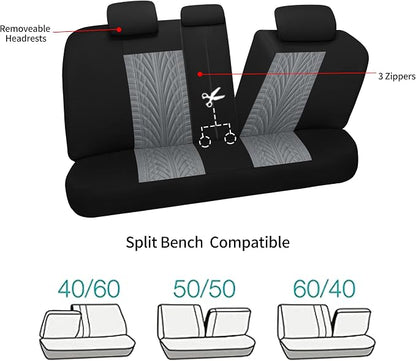 Pariitadin Car Seat Covers Full Set, Washable and Breathable Premium Cloth Automotive Vehicle Seat Cover for Car Interior, Universal Fit for Most Cars, Sedan, Truck, SUV(Black/Gray) - Image 6