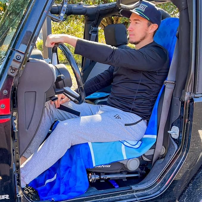 ChalkTalkSPORTS Pickleball Car Seat Towel Cover - Microfiber - 30 x 60 | Microfiber Seat Protector, Moisture-Wicking, 30 x 60 Inches, Pull Cord Hood, Compact and Portable, Pickleball Lover Gift - Image 6
