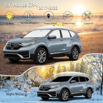 KMF 8pcs Thicken Sun Shades for Honda CR-V 2017-2022 Accessories, CRV Sunshade Full Car Window Covers for Windshield Side Rear, UV Block and Blackout Privacy for Camping Outdoor - Image 6