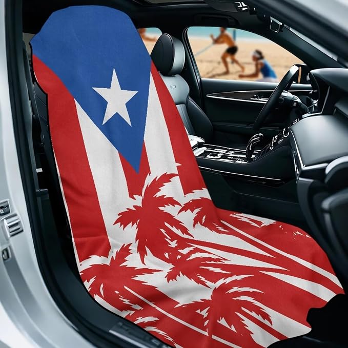 SEANATIVE Puerto Rico Flag Towel Seat Covers for Cars - Quick-Dry Sweat Towels for Gym, Hiking & Beach with Anti-Scratch Design (Machine Washable, Universal Fit) - Image 2