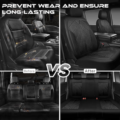 CAR PASS Waterproof Car Seat Covers Full Set,Neoprene Wetsuit, All-Weather Non-Slip Durable, Universal Fit for SUV, Sedans, Trucks, Vans, with Armrest & Airbag Compatibable, All Black - Image 5