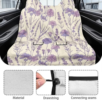 Purple Daisy Flower Print Bench Car Seat Cover Protector Waterproof Heavy-Duty Nonslip Pet Car Seat Cover for Dogs with Universal Size Fits for Vehicles Trucks SUV - Image 6