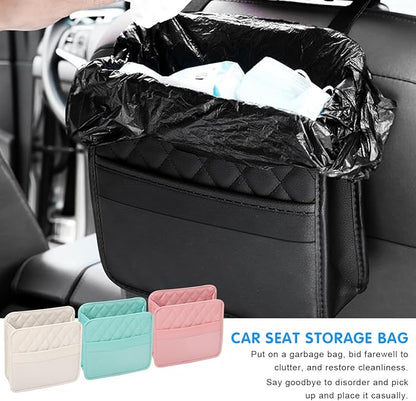 Mandark PU Leather Car Seat Back Organizer, Green | Three-pocket layout with clear panel, elastic strap installation, fits most cars, SUVs, and trucks, car interior accessories - Image 5