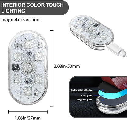 8PCS Wireless LED Lights for Car, 7 Colors Magnetic Auto Interior Light with Bright LED Lamp Beads, Portable Touch & USB Rechargeable Interior Lights, Easy Install for Car Decor (8PCS) - Image 2