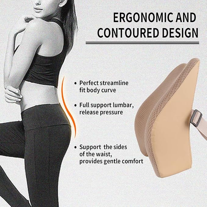 Memory Foam Lumbar Support Pillow for Car - Back Support for Car Seat (Beige) - Image 3