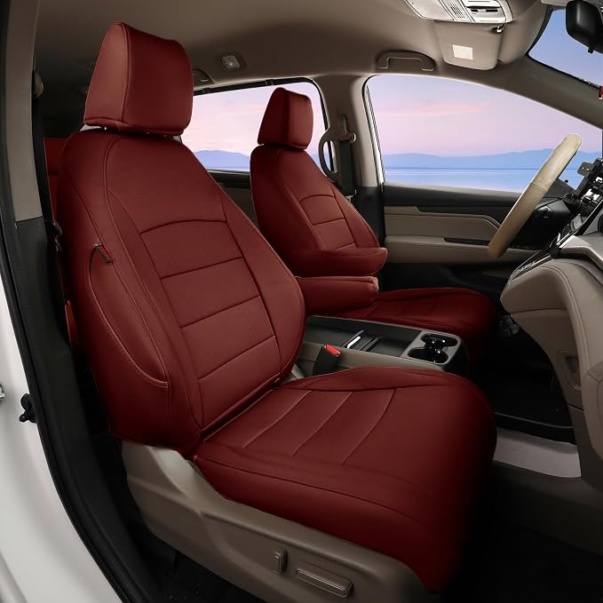 Odyssey Car Seat Covers Custom Fit for 2011-2017 Honda Odyssey EX,EX-L,SE,Touring,Touring Elite,2nd-Row 40/20/40 Split Seat,Fully Covered,Luxury Waterproof Leather Car Seat Protector(Wine Red) by Coverdream