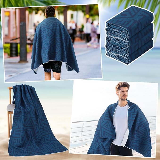 Hahafelt 2 Pack Car Seat Towel Covers Athletic Running Towel Performance Microfiber Post Workout Sweat Washable Cover Non Slip for Seat Outdoor Sport (Blue Aztec) - Image 3